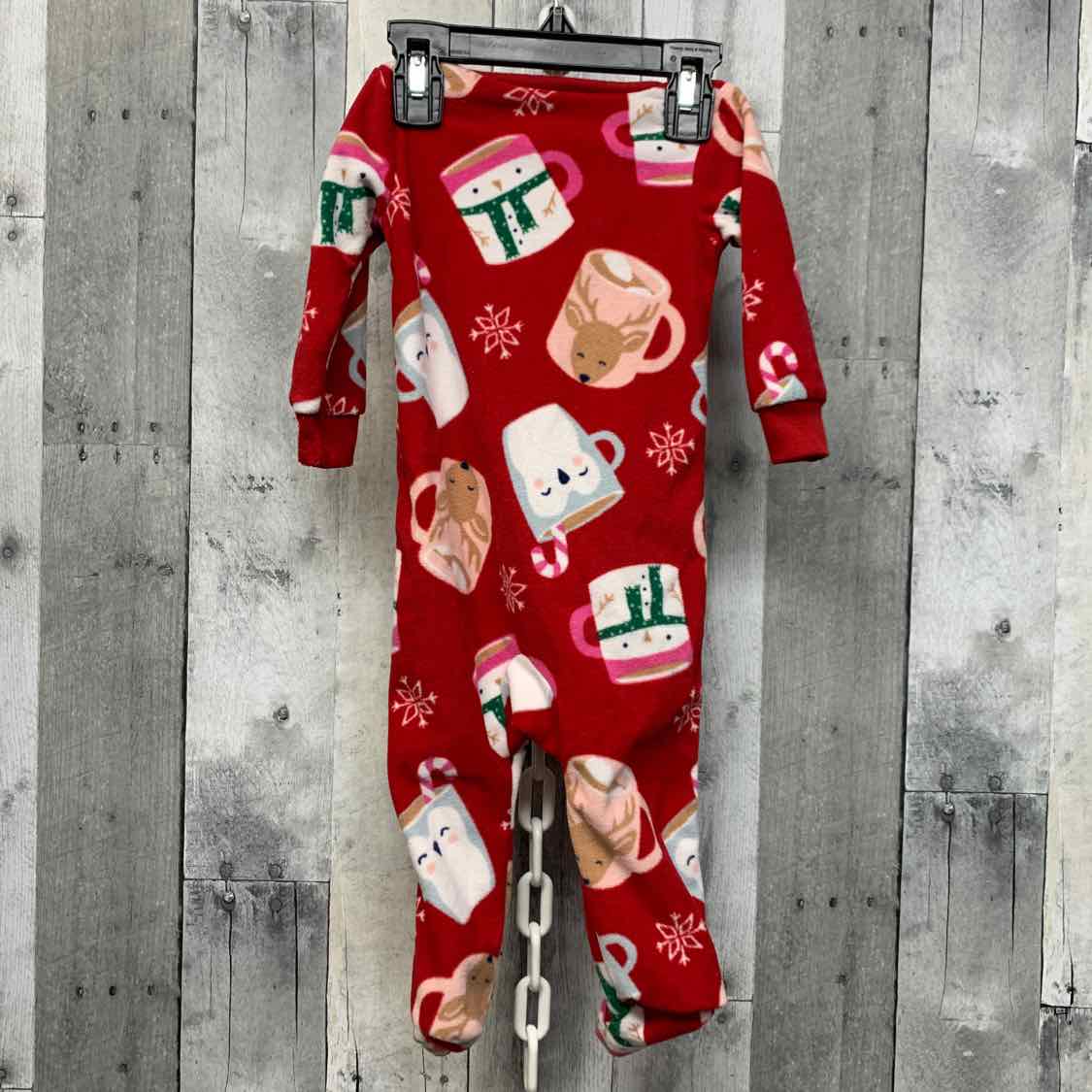 Size 6-9 Months Red Print Child of Mine Footy PJs