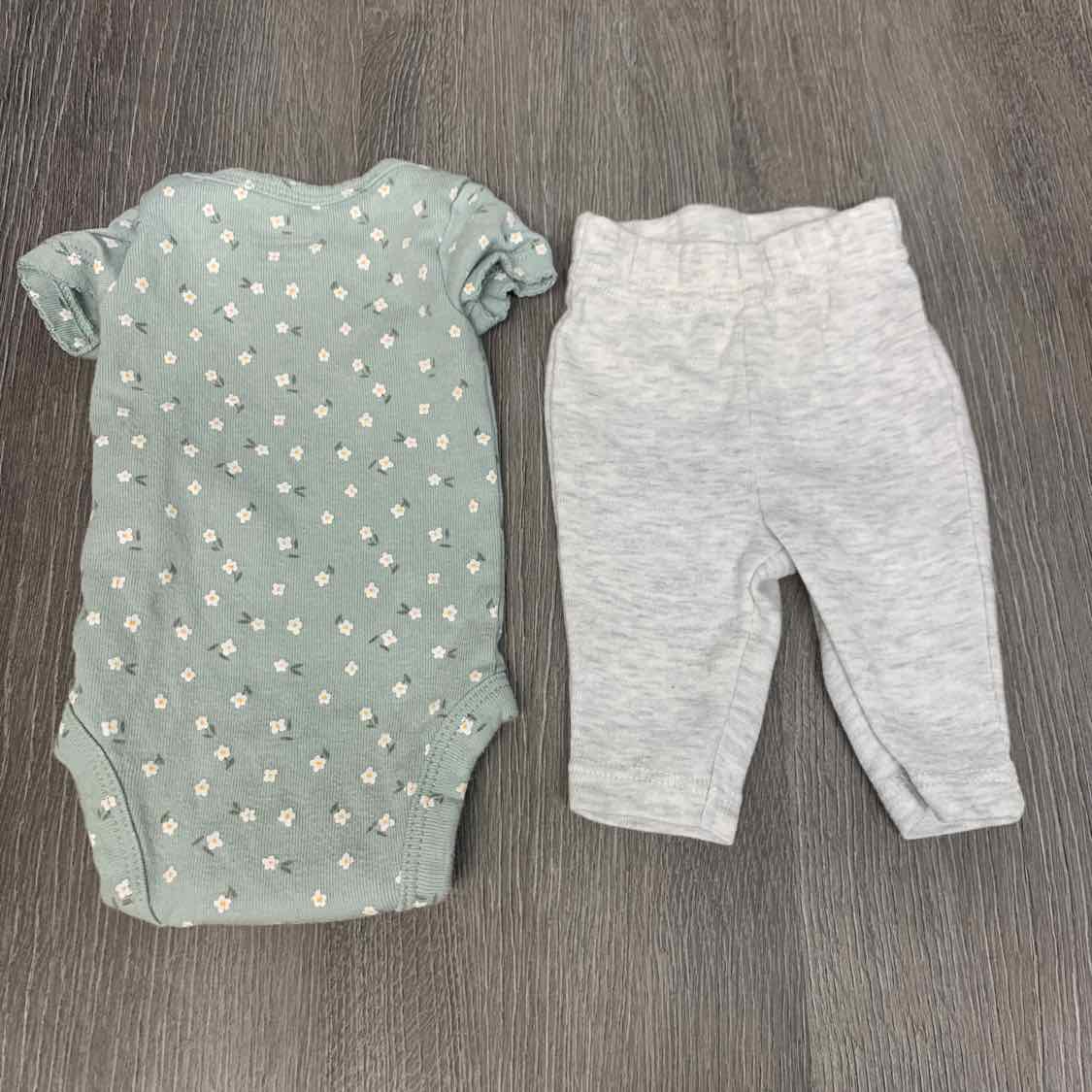Size Preemie Green/Gray Child of Mine Shirt/Pants