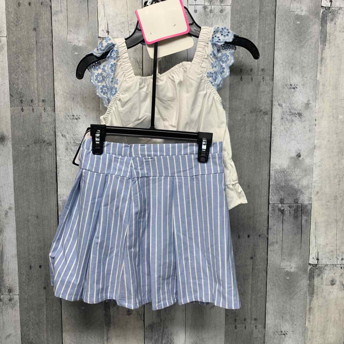 Size 8 White/Blue Little Lass Shirt/Skirt