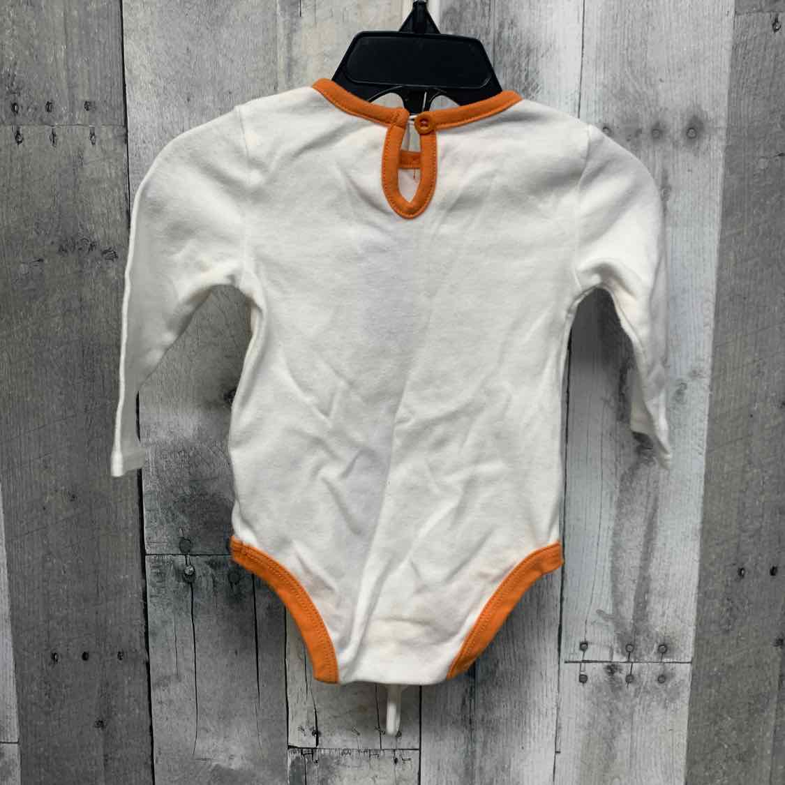 Size 9 Months White/Orange Baby Essentials Bodysuit