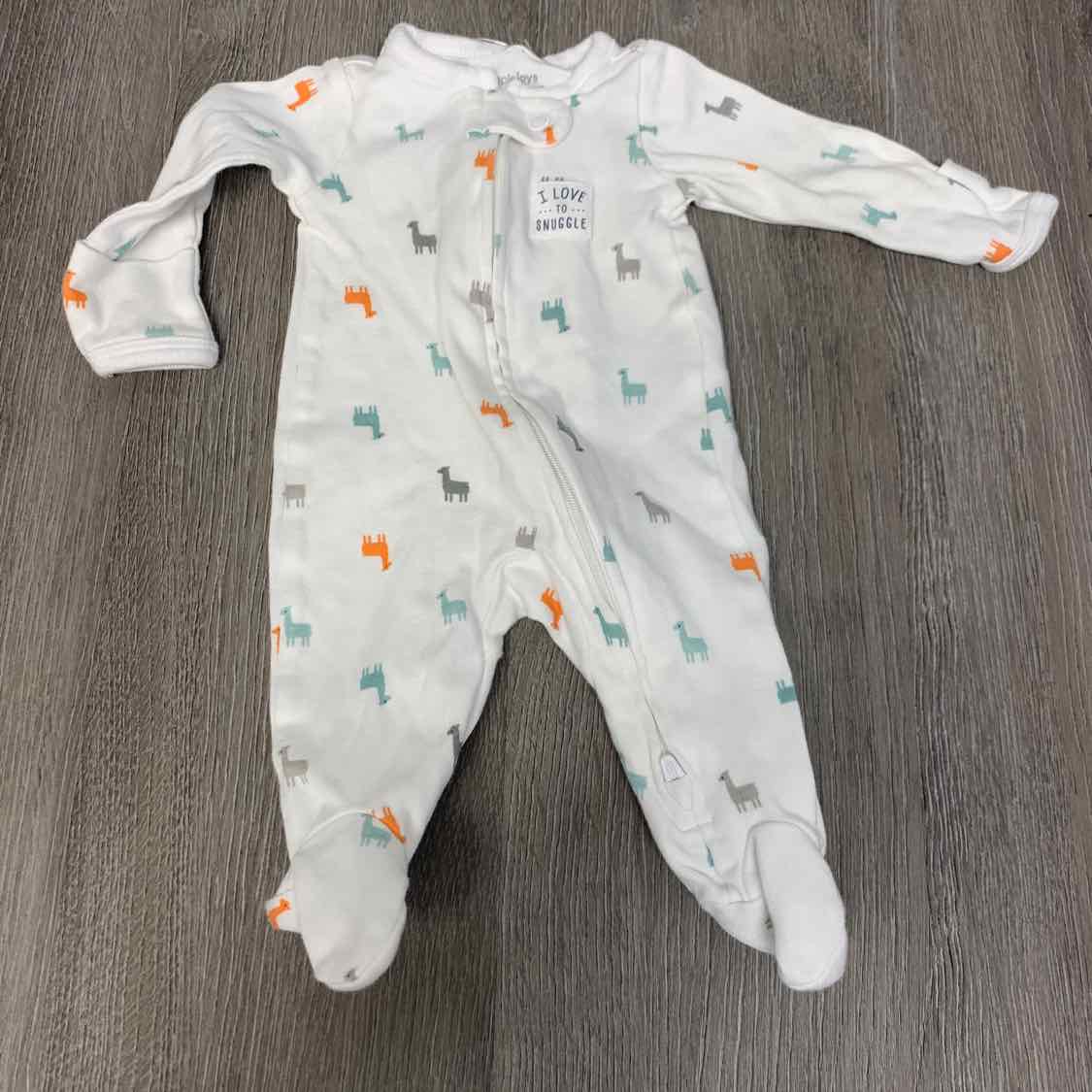 Size Preemie White Print Simple Joys Footy PJs