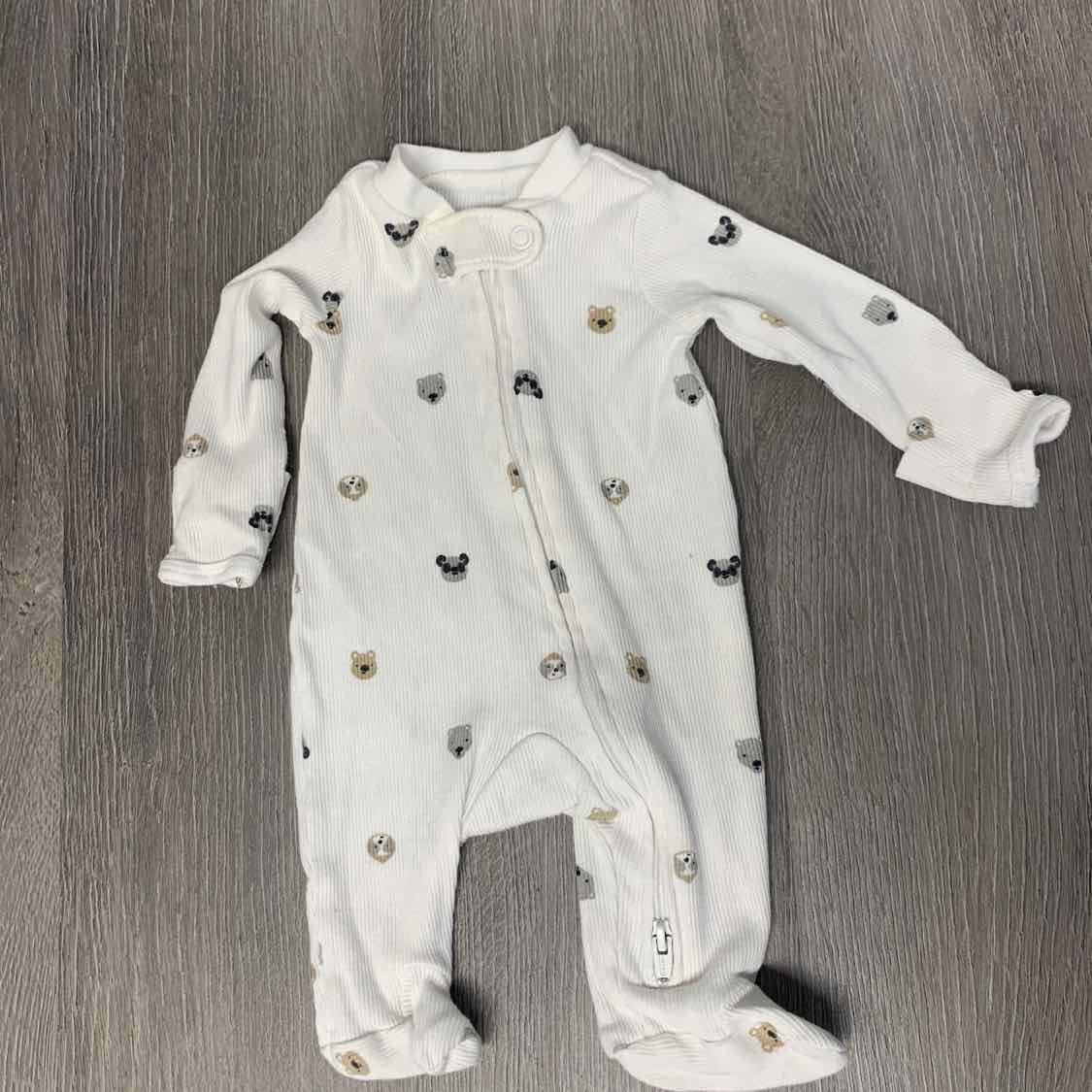 Size Preemie White Print Carter's Footy PJs