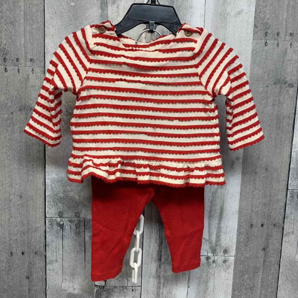 Size 3-6 Months Red/White Cloud Island Shirt/Leggings
