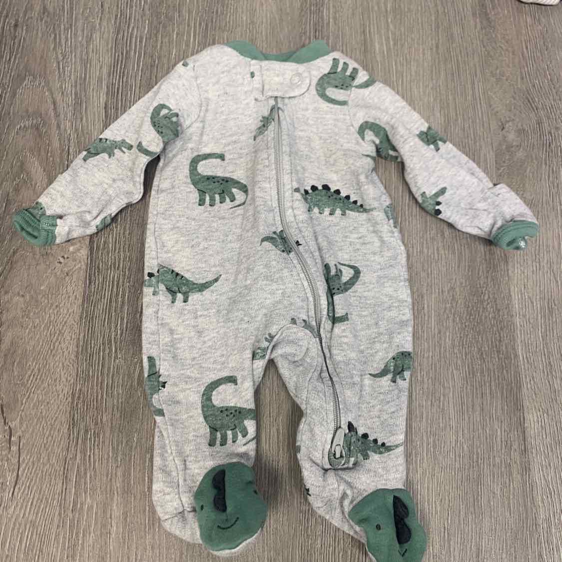 Size Preemie Gray/Green Child of Mine Footy PJs