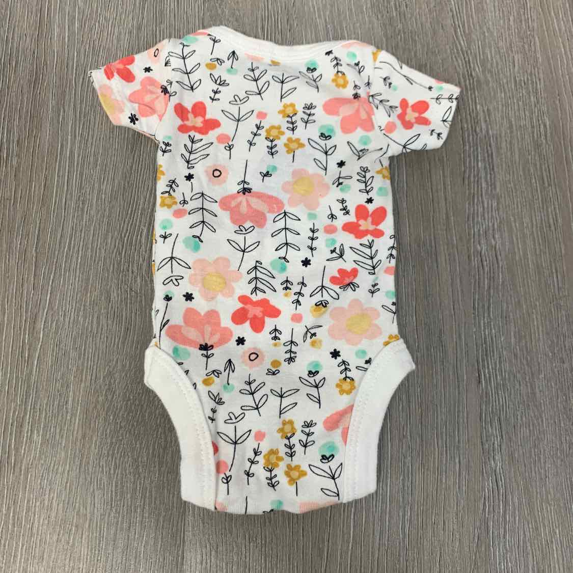 Size Preemie White Floral Print Gerber Bodysuit - OodlesCB