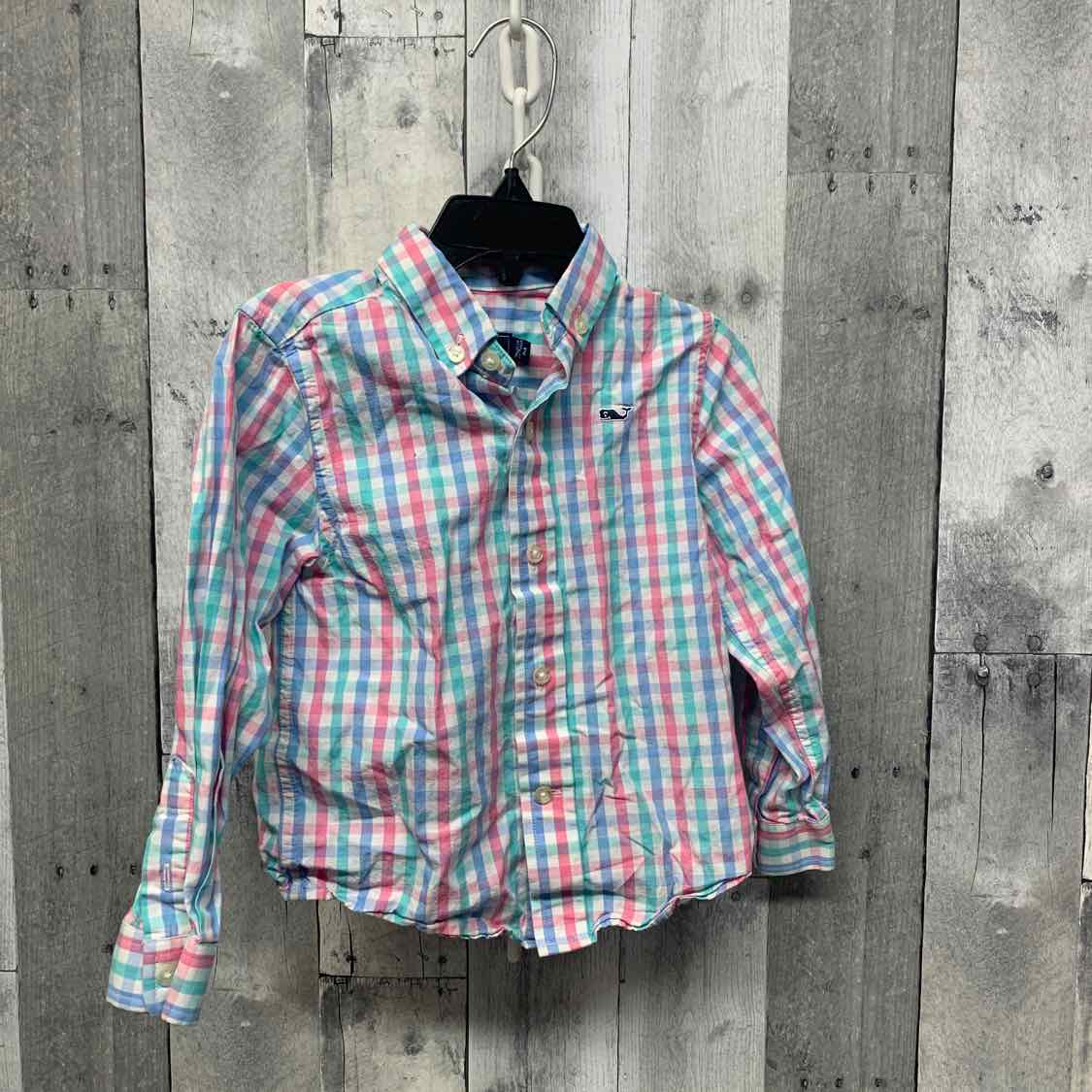 Size 3T Blue/Pink Vineyard Vines LS Button Up