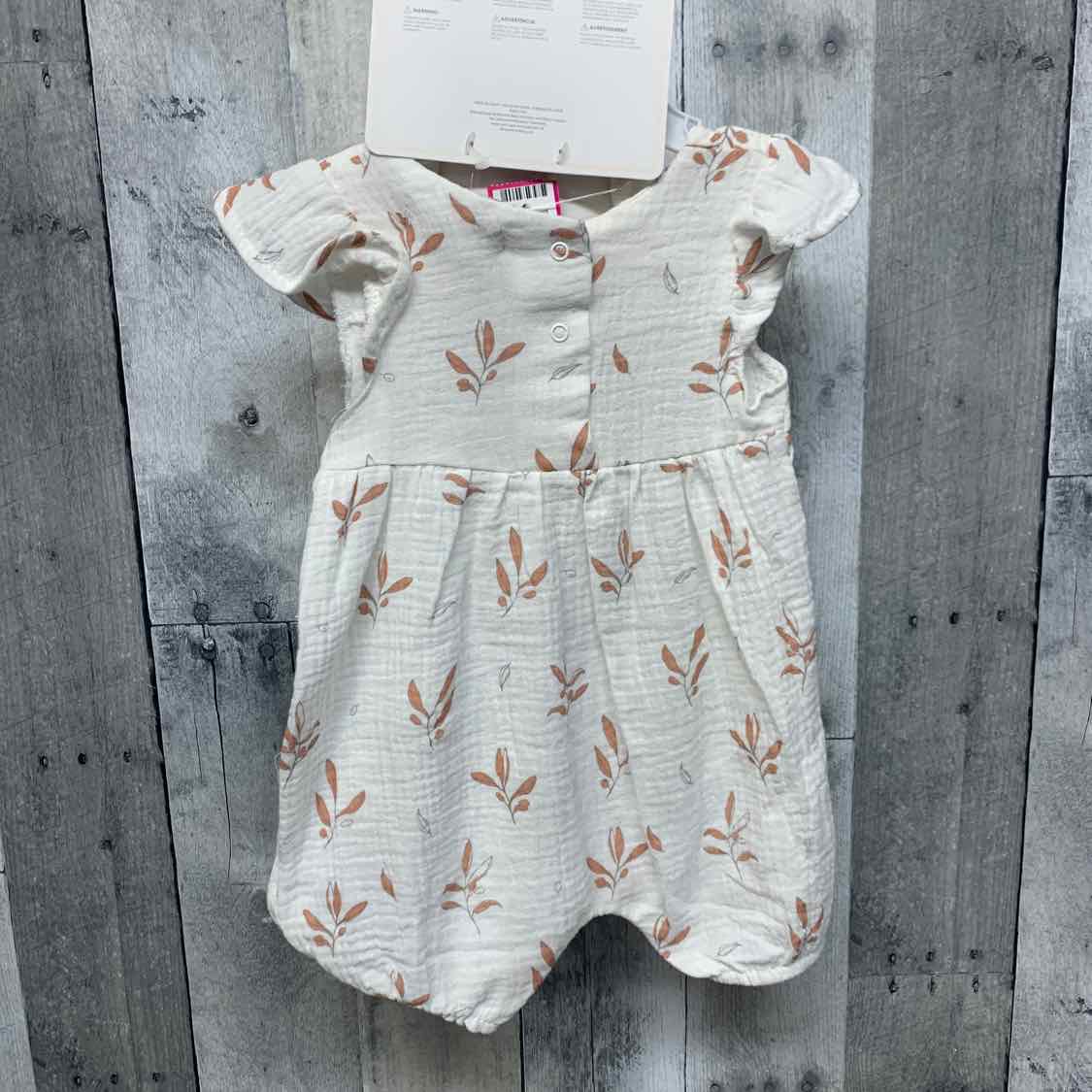 Size 6-9 Months White/Tan B Brand Romper