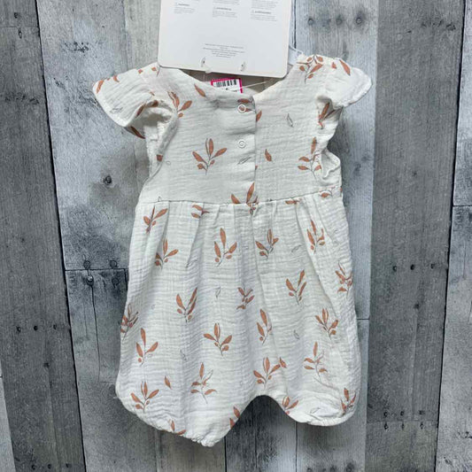 Size 6-9 Months White/Tan B Brand Romper