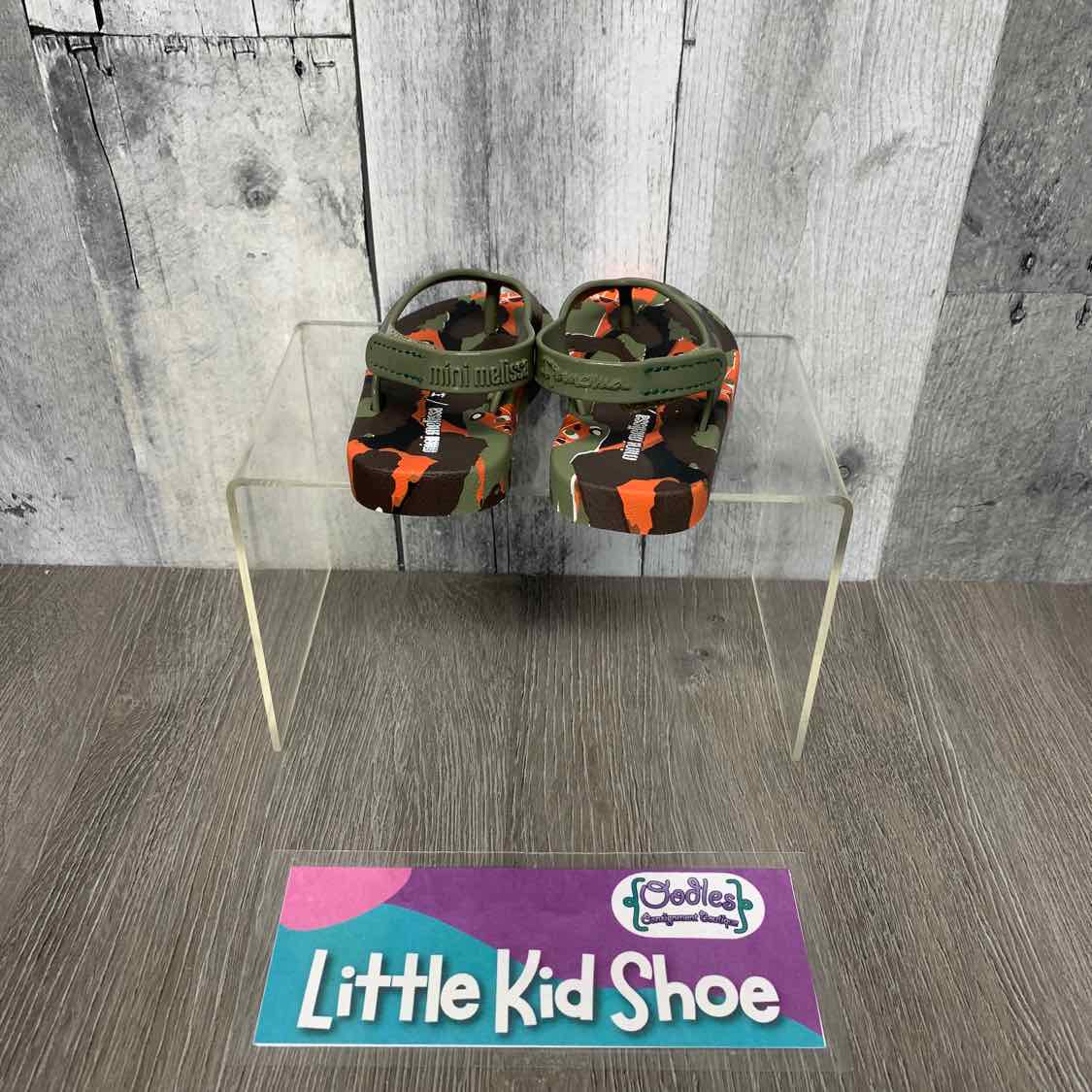 Size 5 Green Print Mini Melissa Sandals