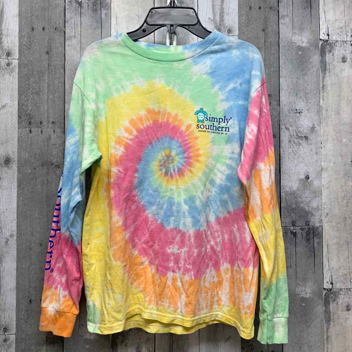 Size Large Pink/Green Simply Southern Long Sleeve Shirt