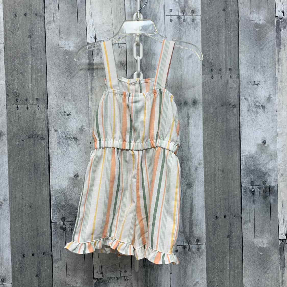 Size 2T Peach/White Little Lass Romper