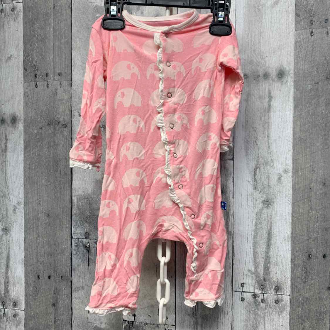 Size 0-3 Months Pink/White Bamboo Romper