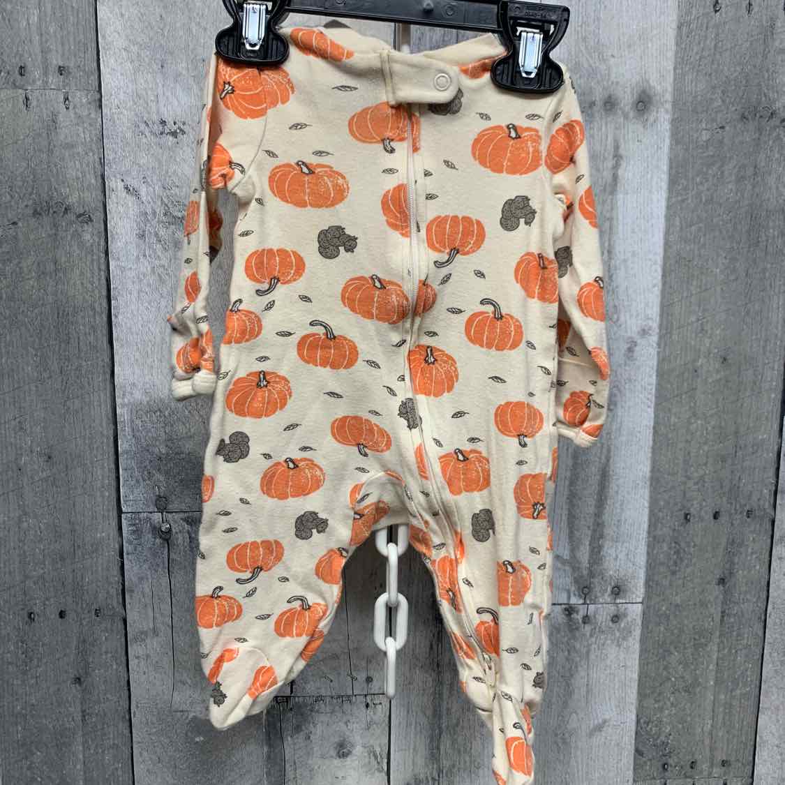 Size 3 Months Ivory/Orange Carter's Footy PJs