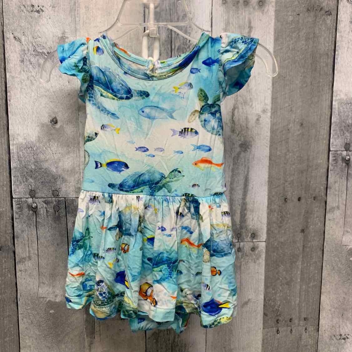 Size 6-9 Months Blue Print Bamboo Romper - OodlesCB