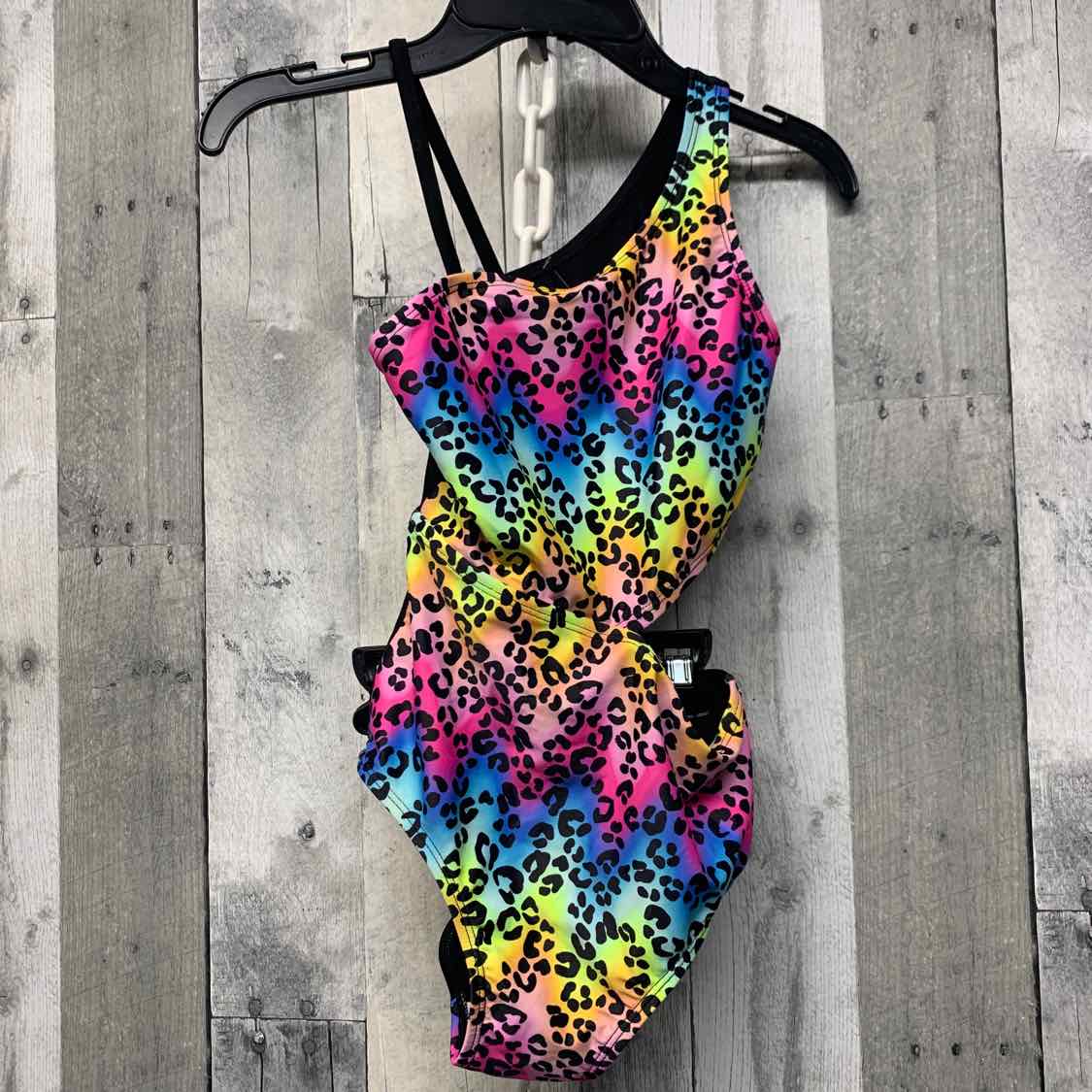 Size 12 Black Animal Print B Brand Swim Suit - 1pc - OodlesCB