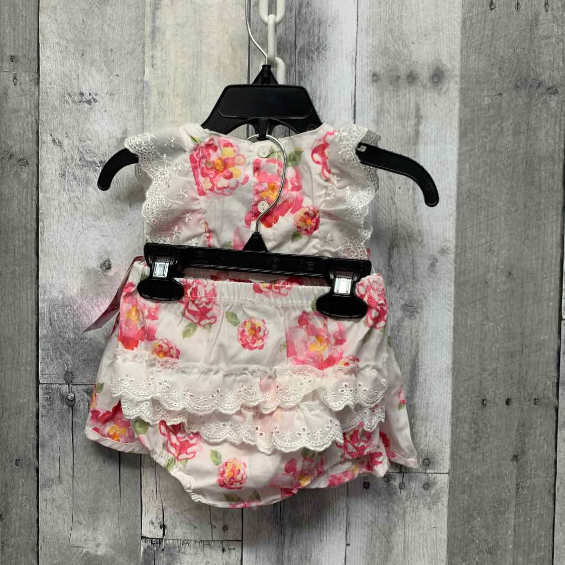 Size 3-6 Months White/Pink Nannette Shirt/Shorts
