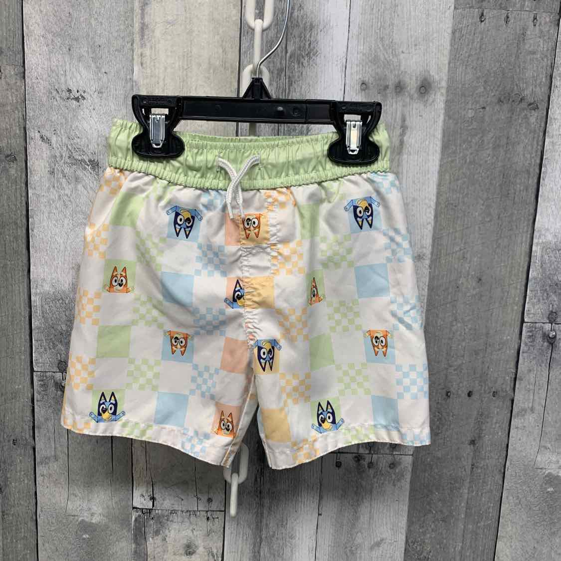 Size 3T White/Green Disney Swim Trunks