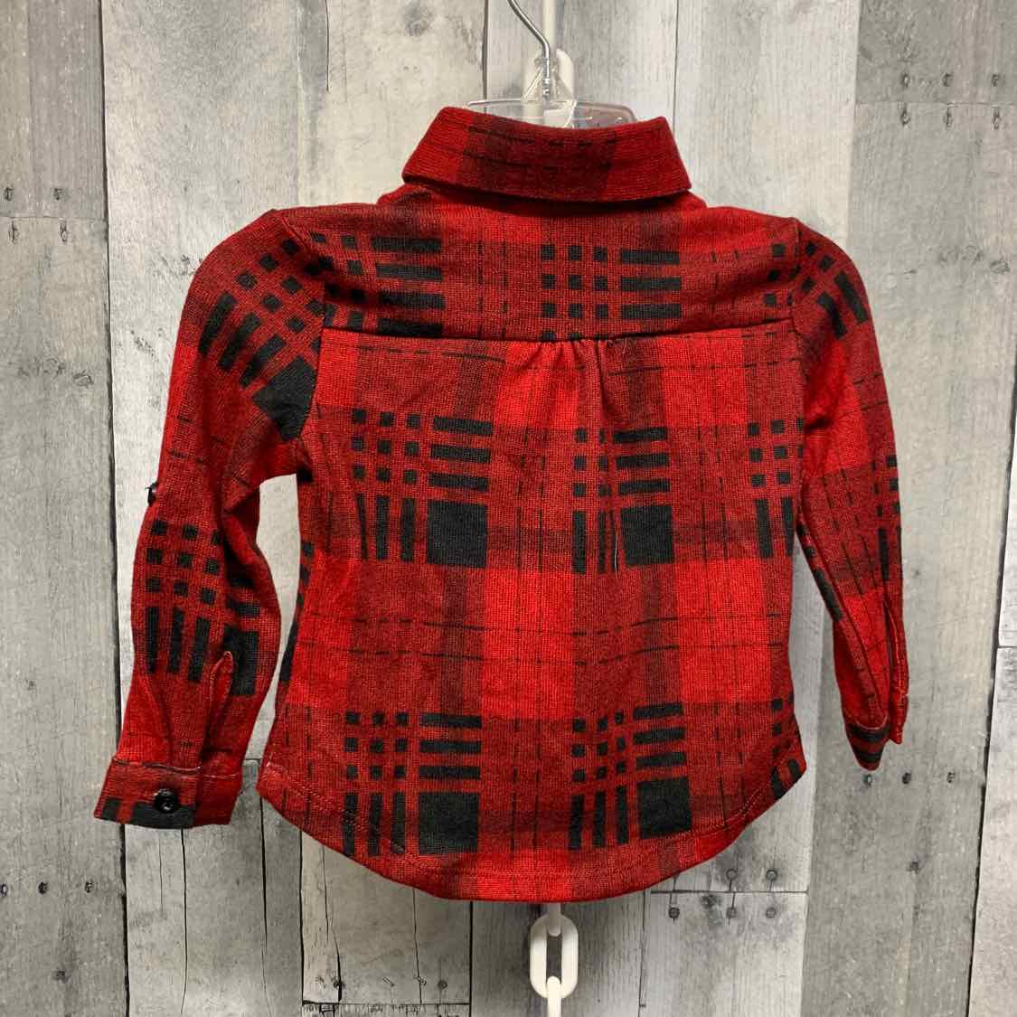 Size 9-12 Months Red Plaid Bailey's Blossoms LS Button Up