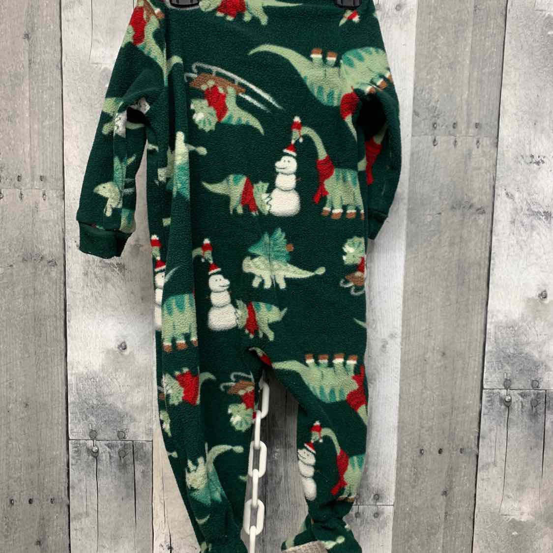 Size 12 Months Green Print Child of Mine Footy PJs