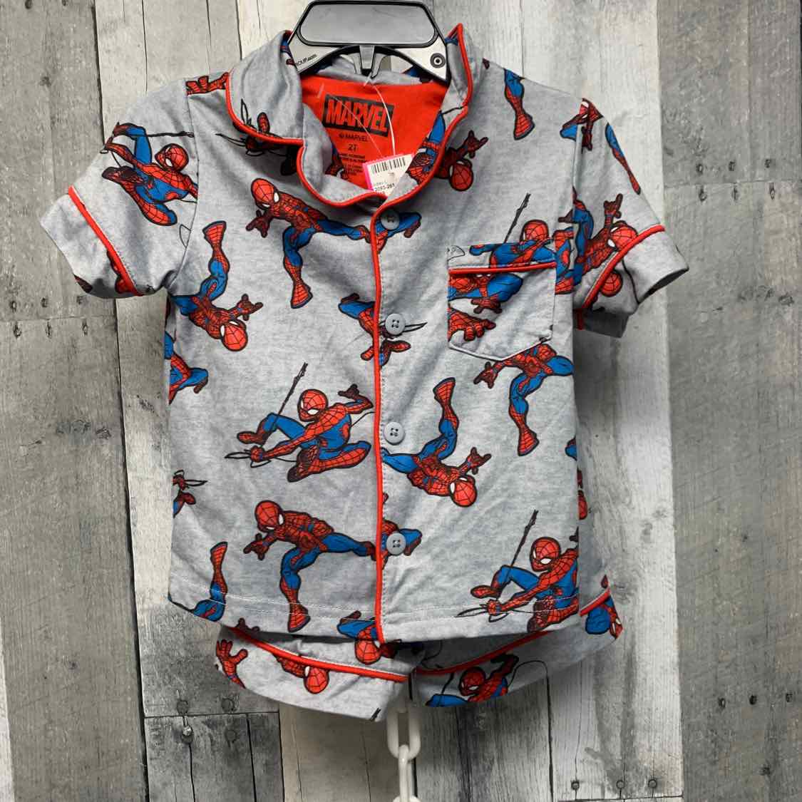 Size 2T Gray Print Marvel 2pc PJs