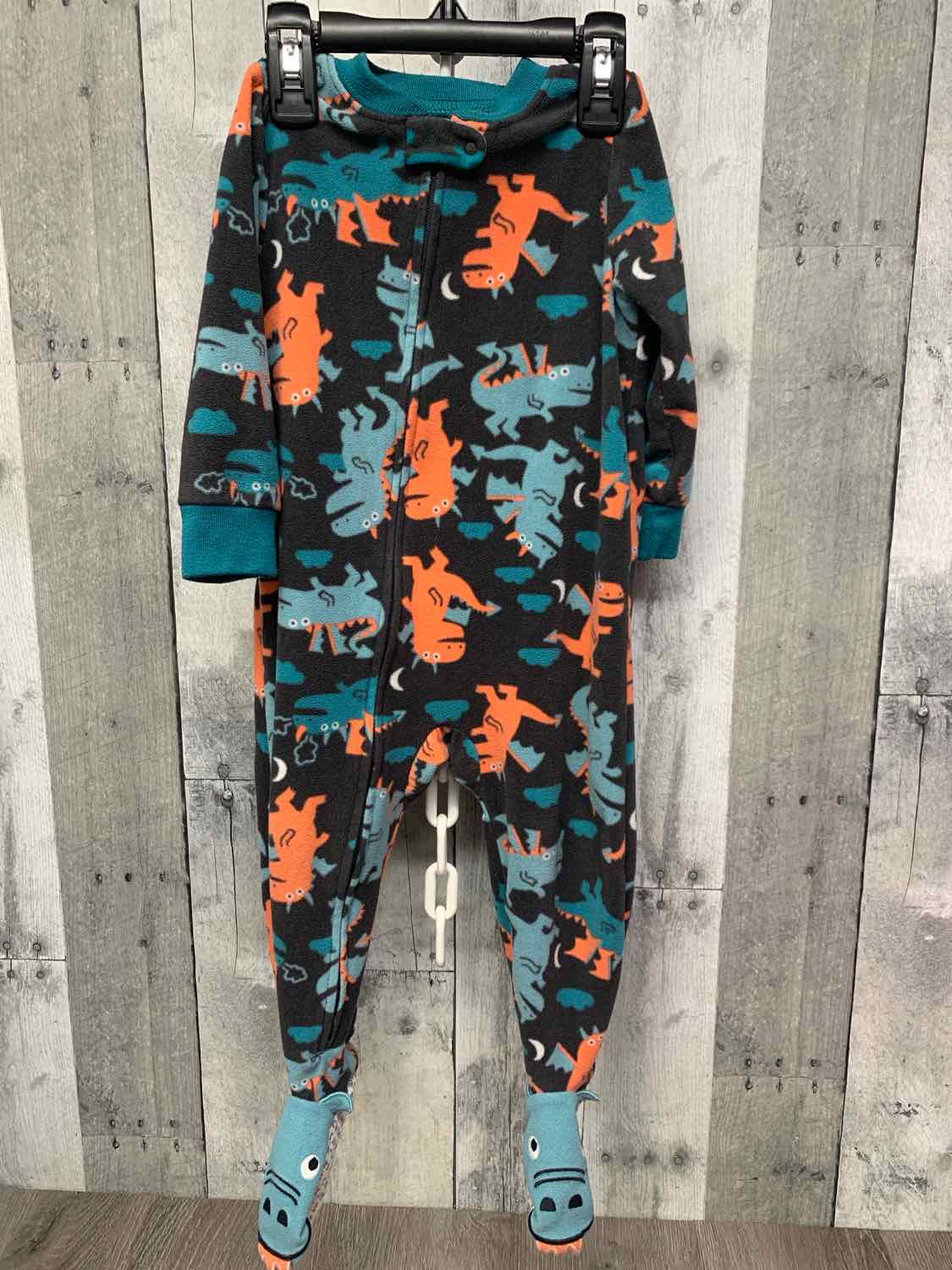 Size 18 Months Gray/Teal Carter's Footy PJs