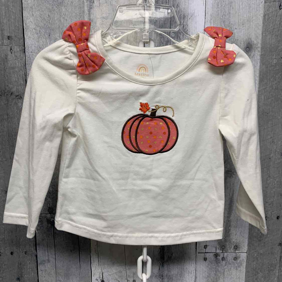 Size 18 Months White/Pink Mid Brand Long Sleeve Shirt
