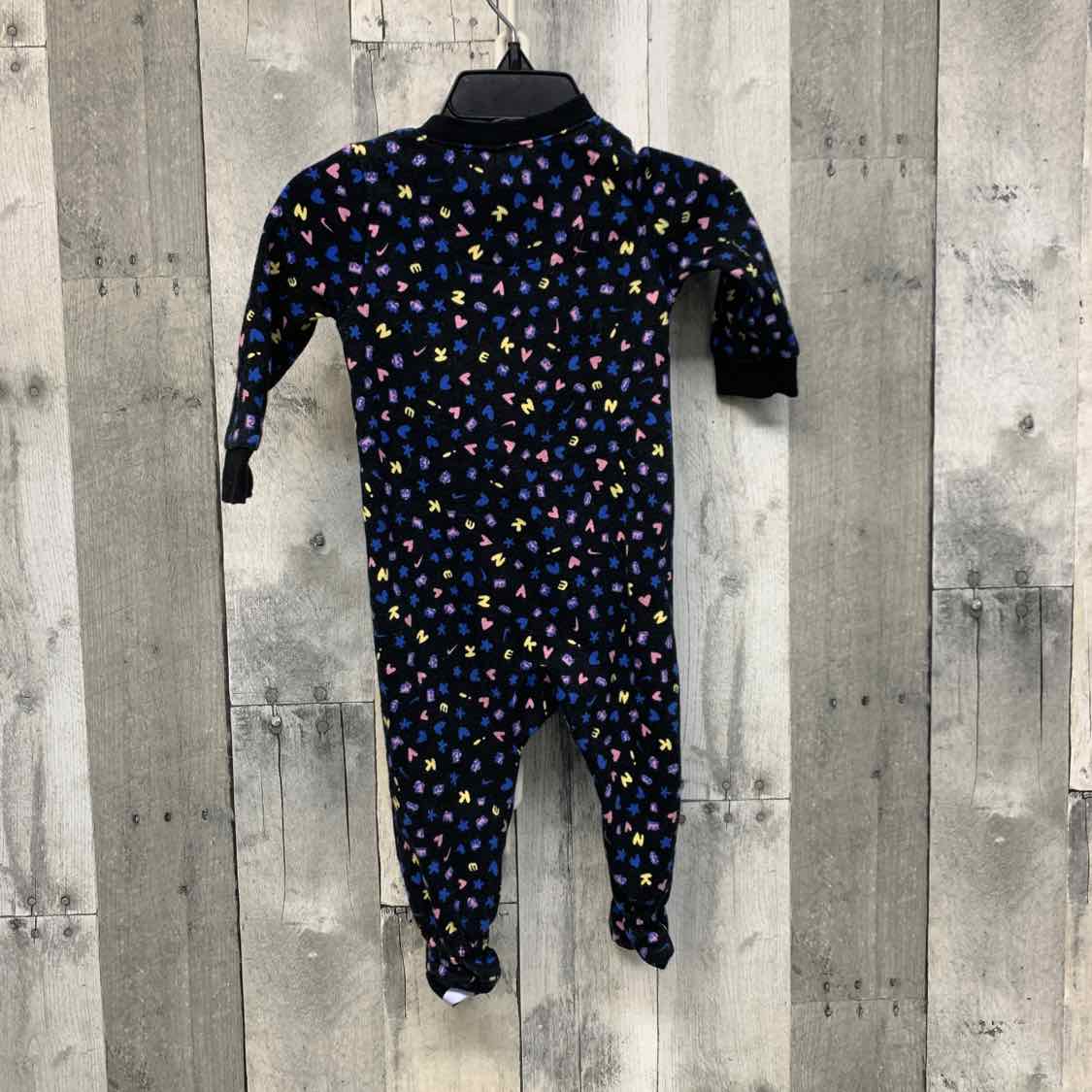 Size 9 Months Black Print Sport Brand Footy PJs - OodlesCB