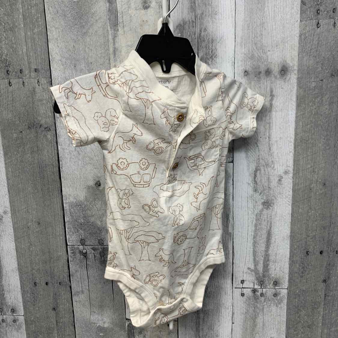 Size 12 Months White/Tan Carter's Shirt/Shorts