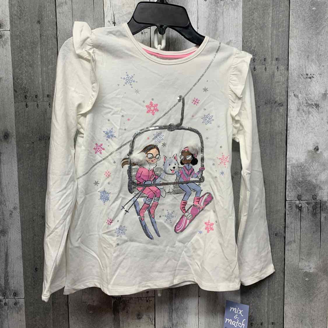 Size Large White Graphic Cynthia Rowley Long Sleeve Shirt