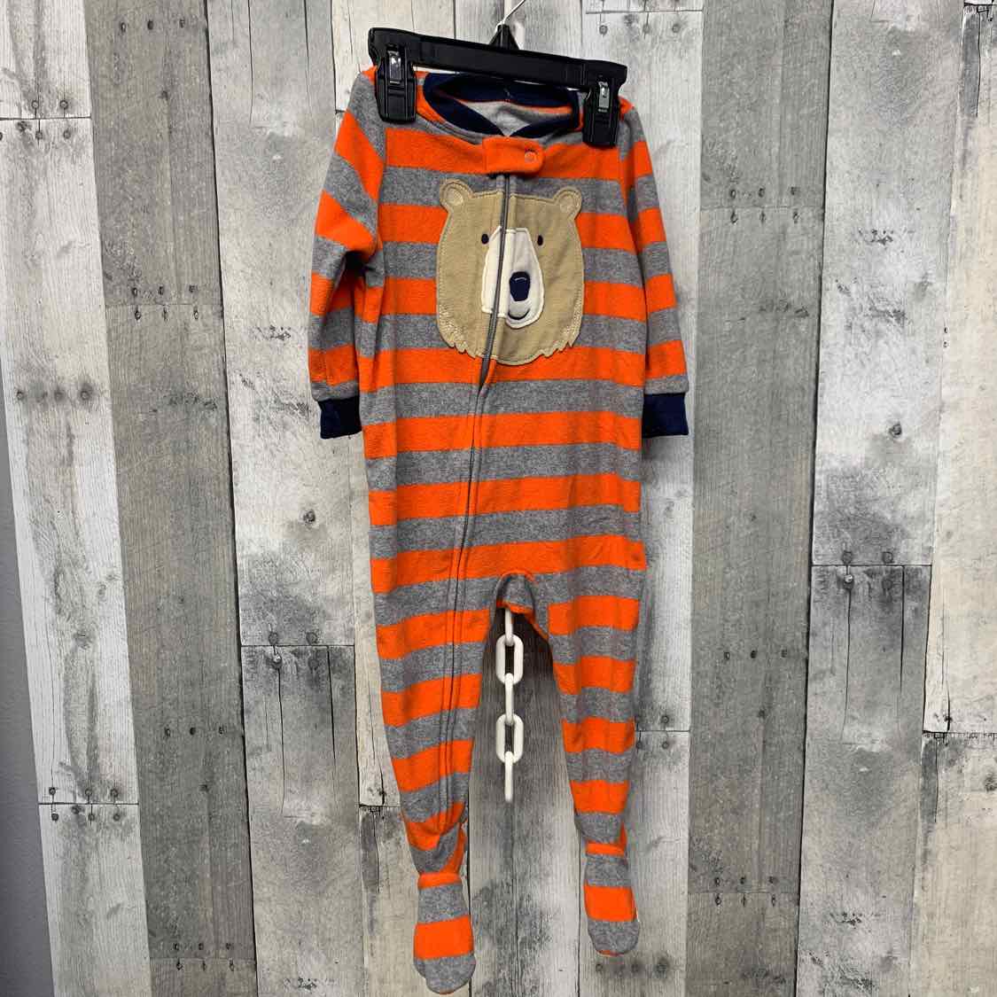 Size 12 Months Orange Striped Simple Joys Footy PJs