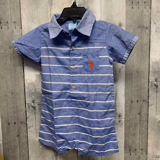 Size 24 Months Blue Striped US Polo Romper