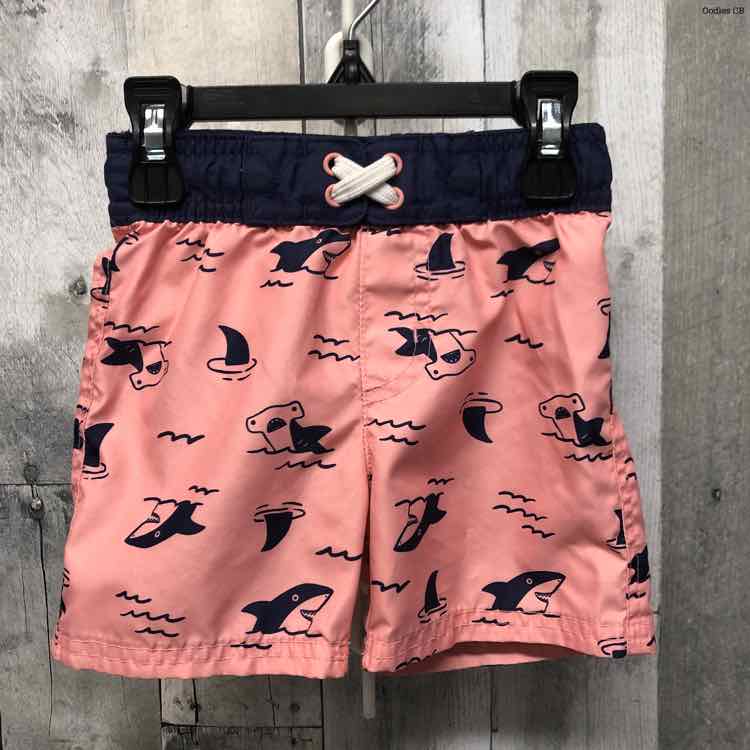 Size 2T Pink/Navy Cat & Jack Swim Trunks