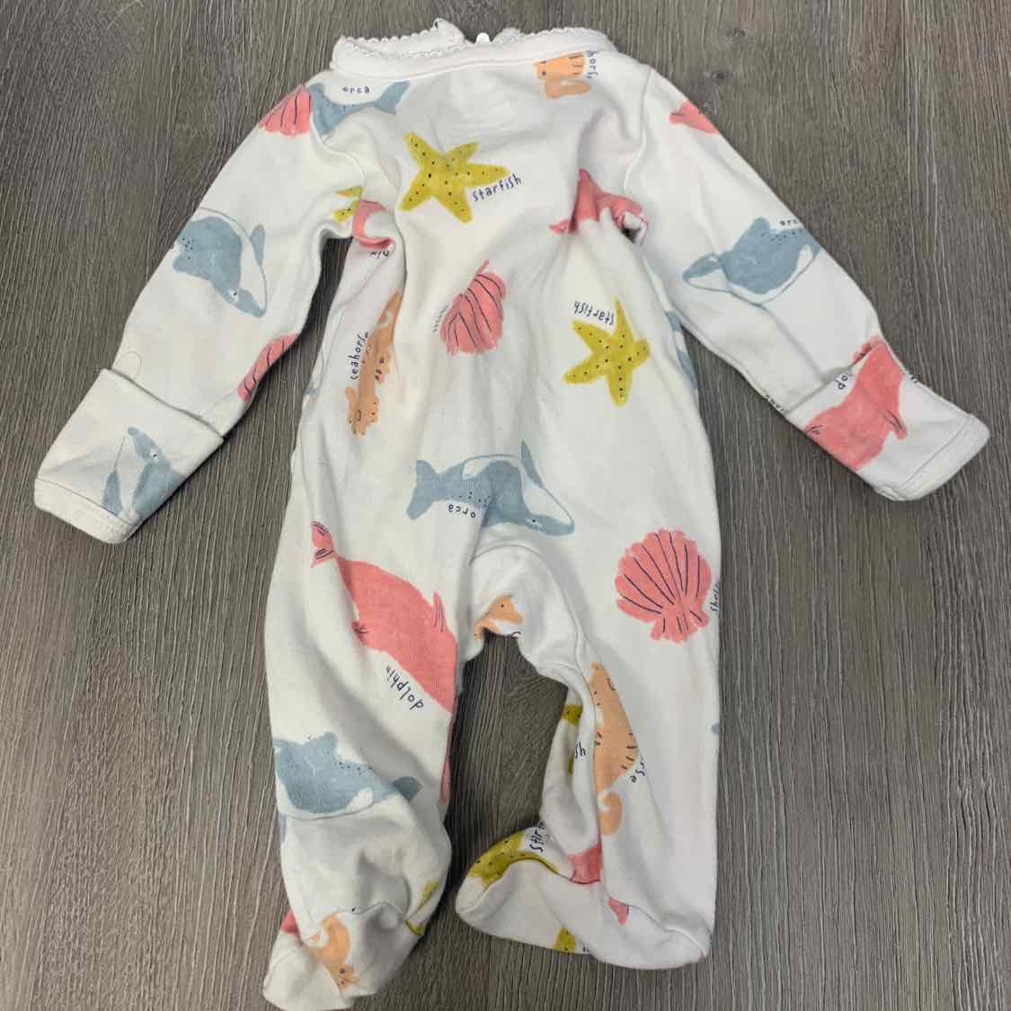 Size Preemie White Print Child of Mine Footy PJs