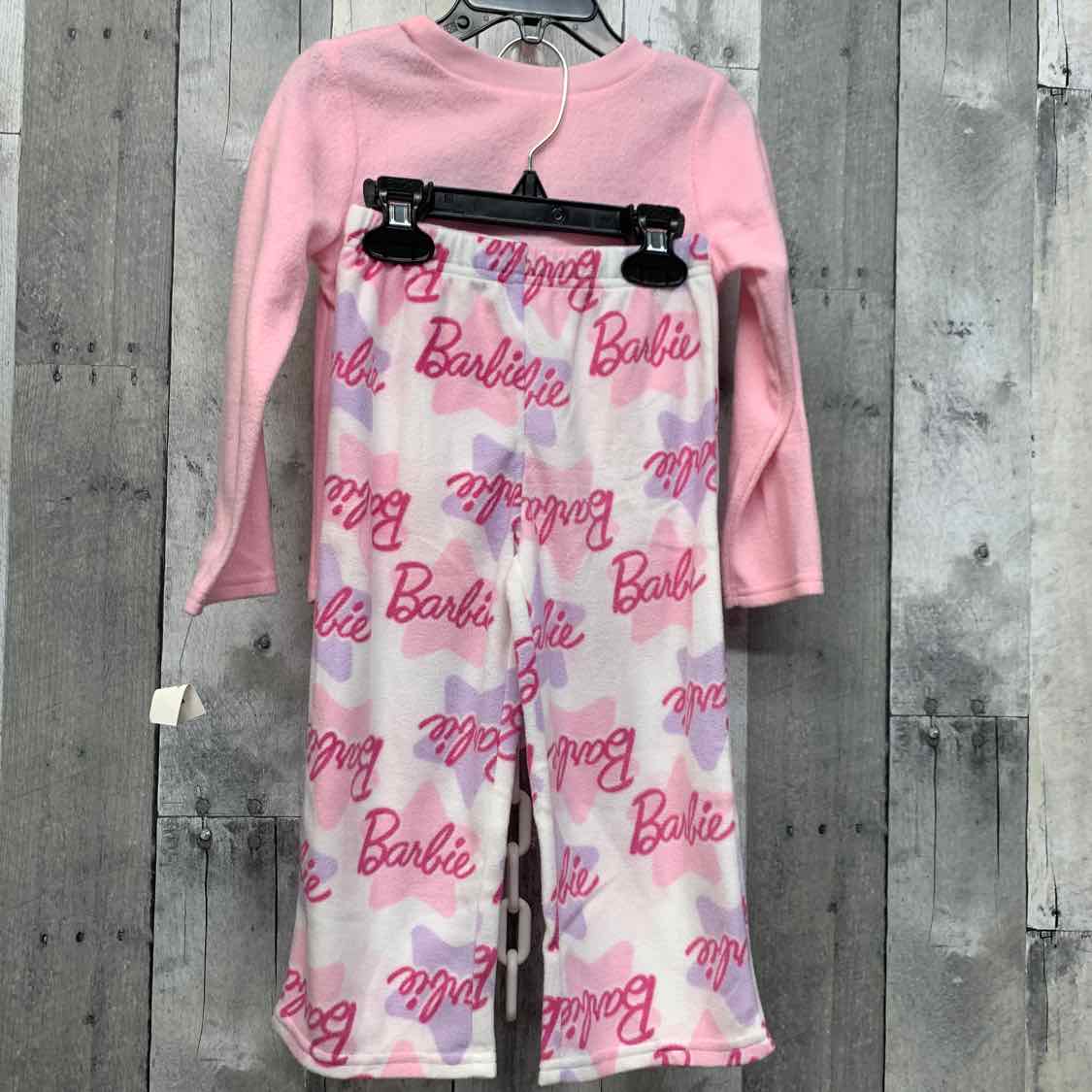 Size 3T Pink/White Barbie 2pc PJs