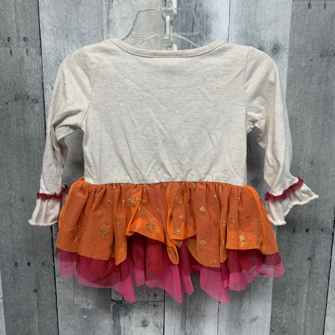 Size 2T Tan/Orange Little Lass Long Sleeve Shirt
