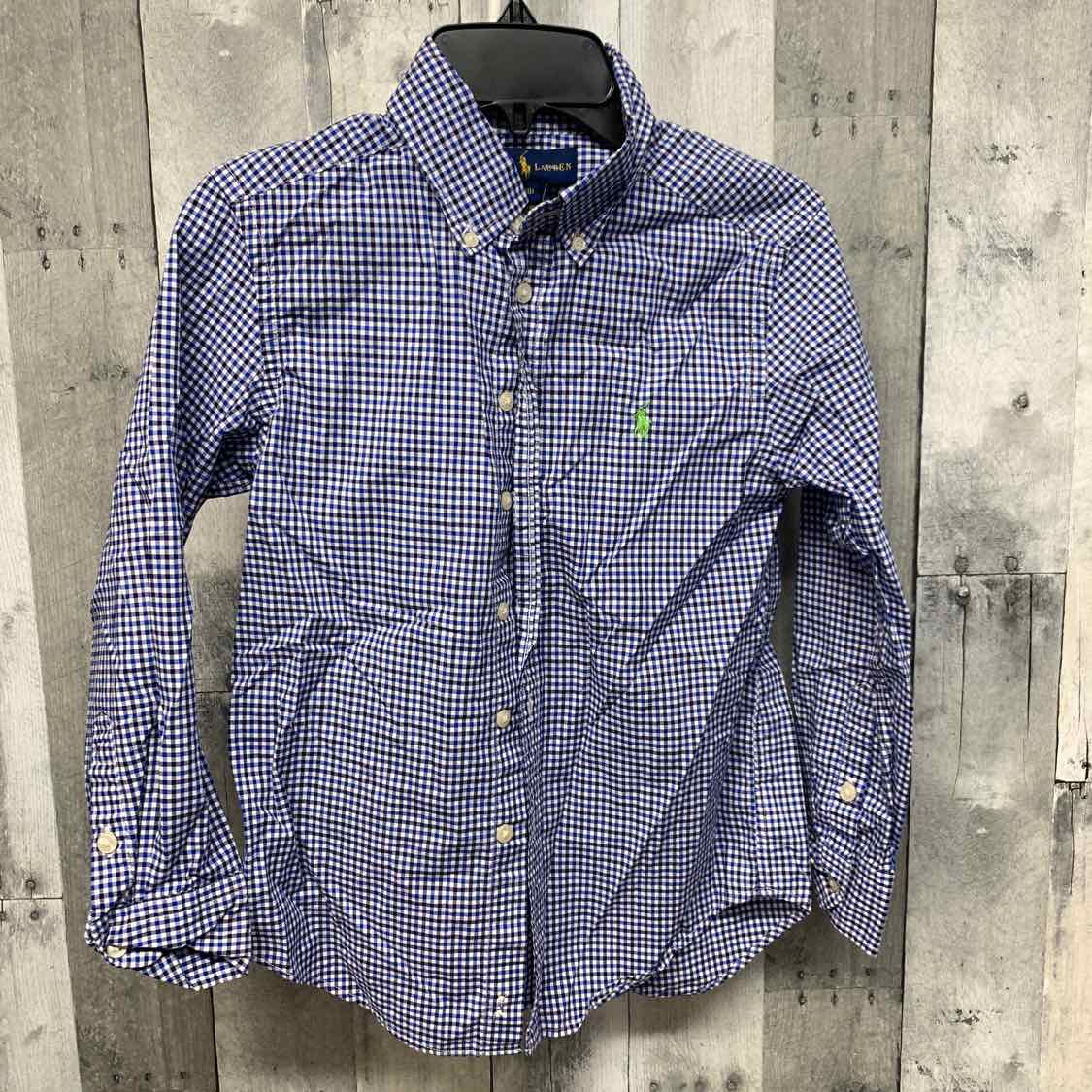 Size 8 Blue Checker Ralph Lauren Long Sleeve Shirt