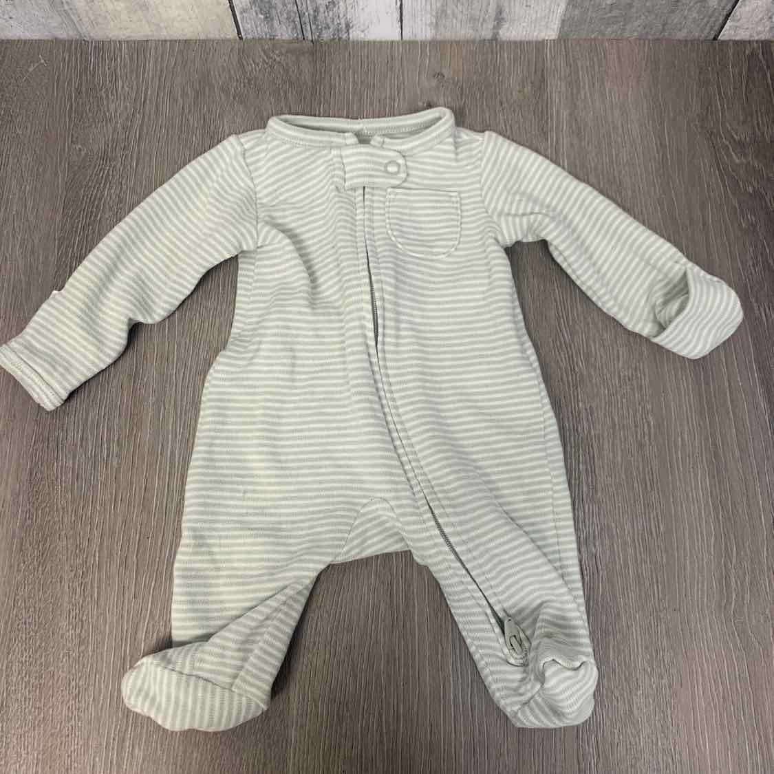 Size Preemie Green Striped Child of Mine Footy PJs