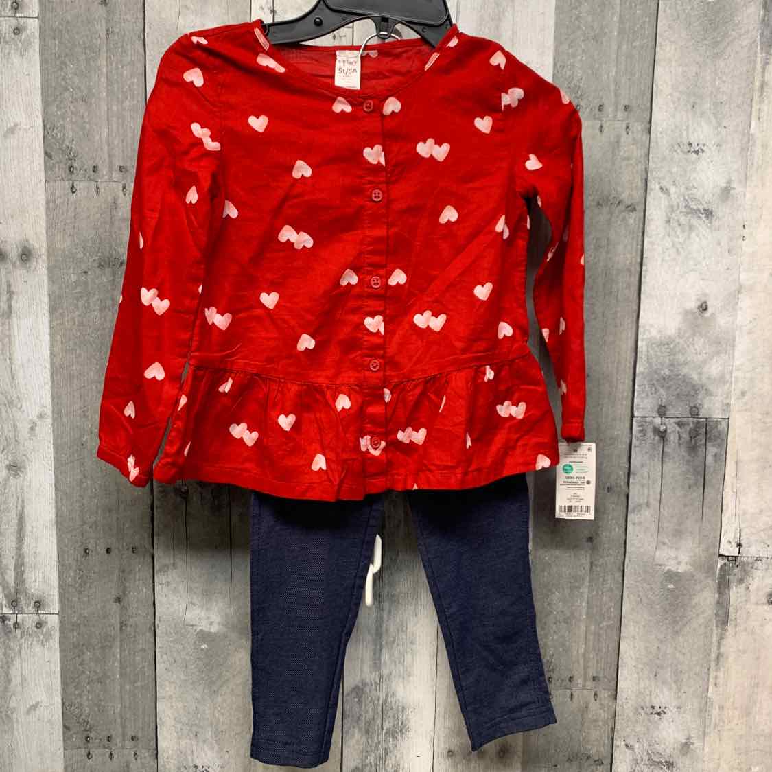 Size 5T Denim/Red Carter's Shirt/Leggings
