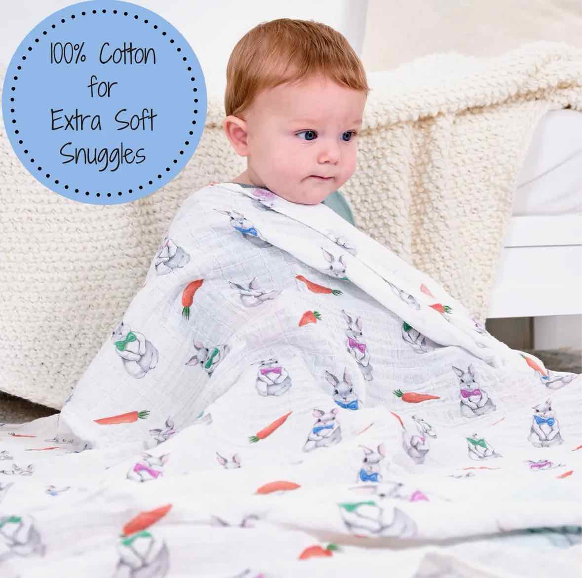 LollyBanks Hip Hip Bunny Easter Receiving Blanket