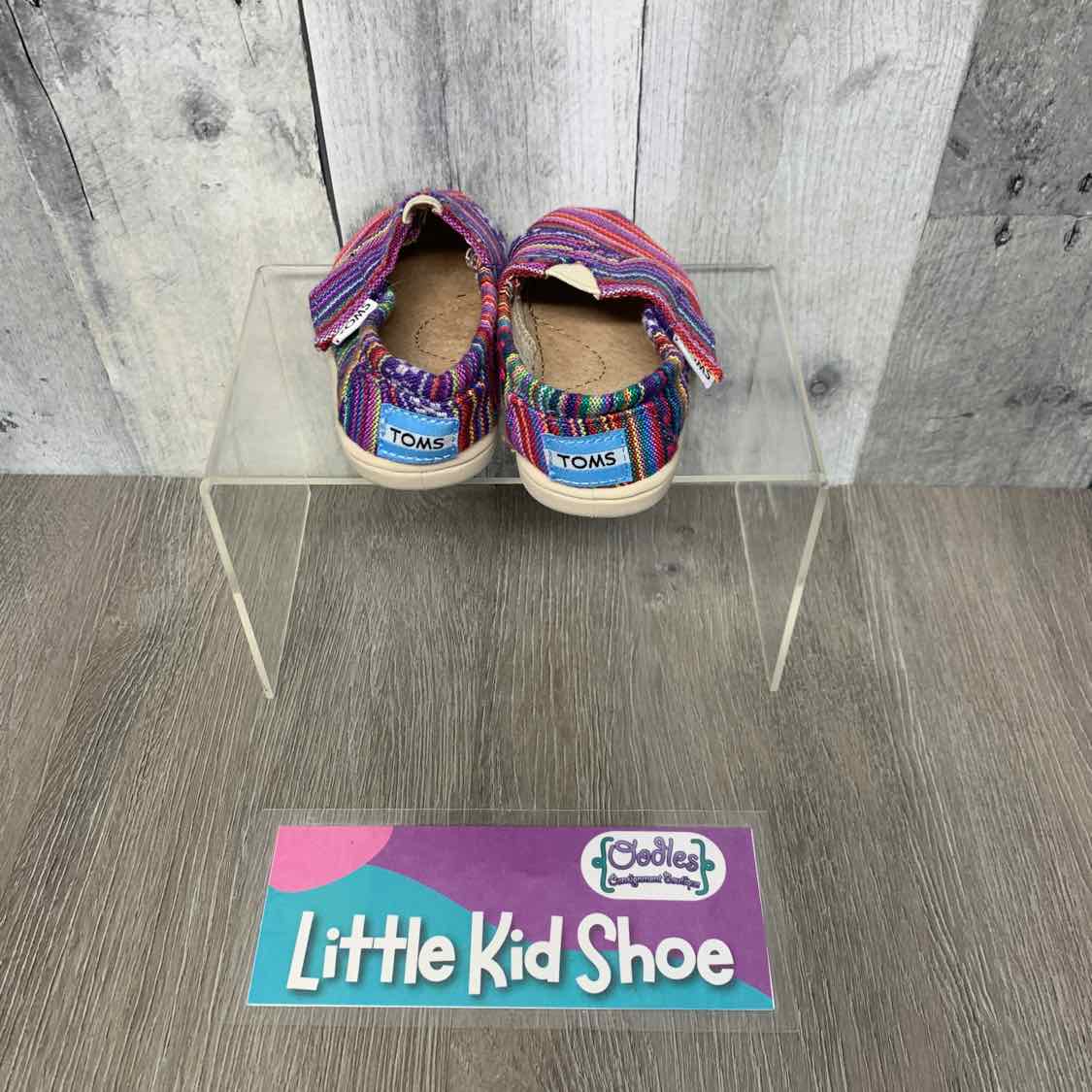 Size 3 Pink Striped Toms Sneakers