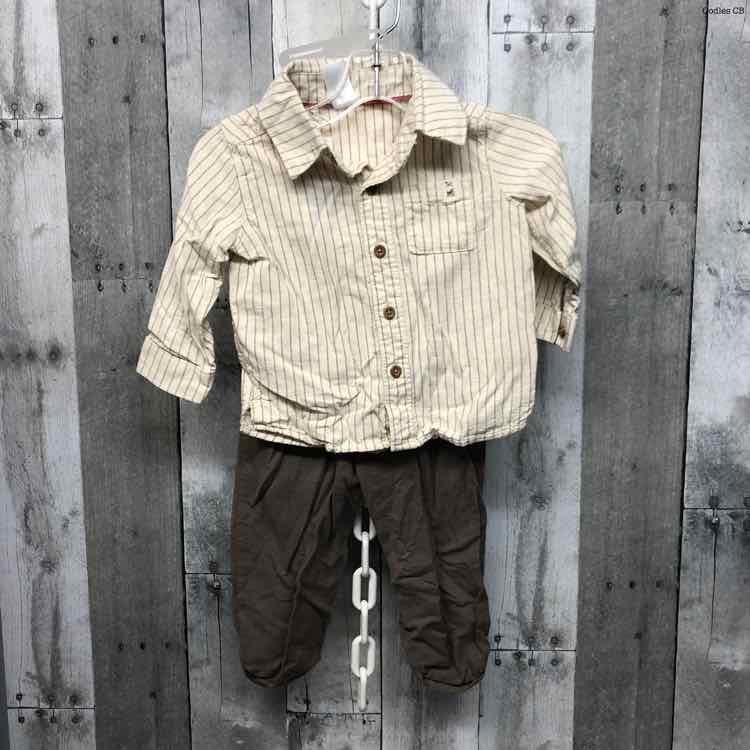 Size 9 Months Ivory/Brown Carter's Shirt/Pants
