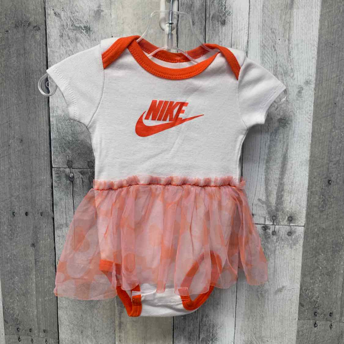 Size 0-6 Months White/Orange Sport Brand Romper