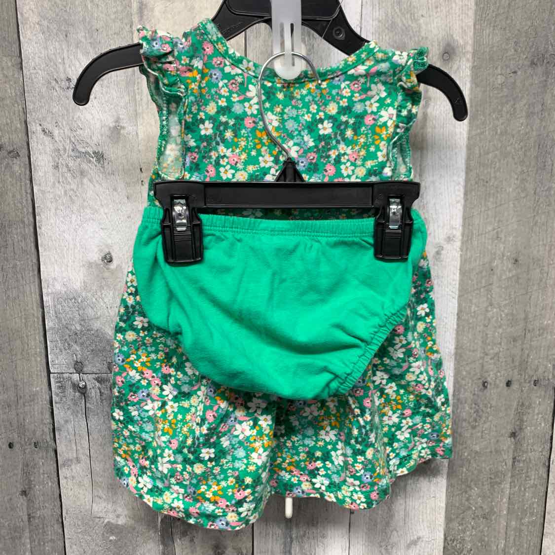 Size 9 Months Green Floral Print Carter's 2pc Dress