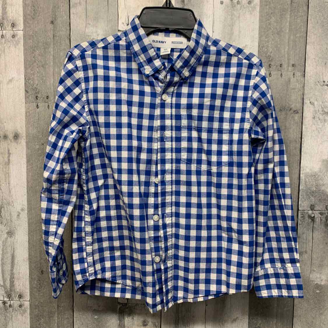 Size 8 Blue Checker Old Navy LS Button Up