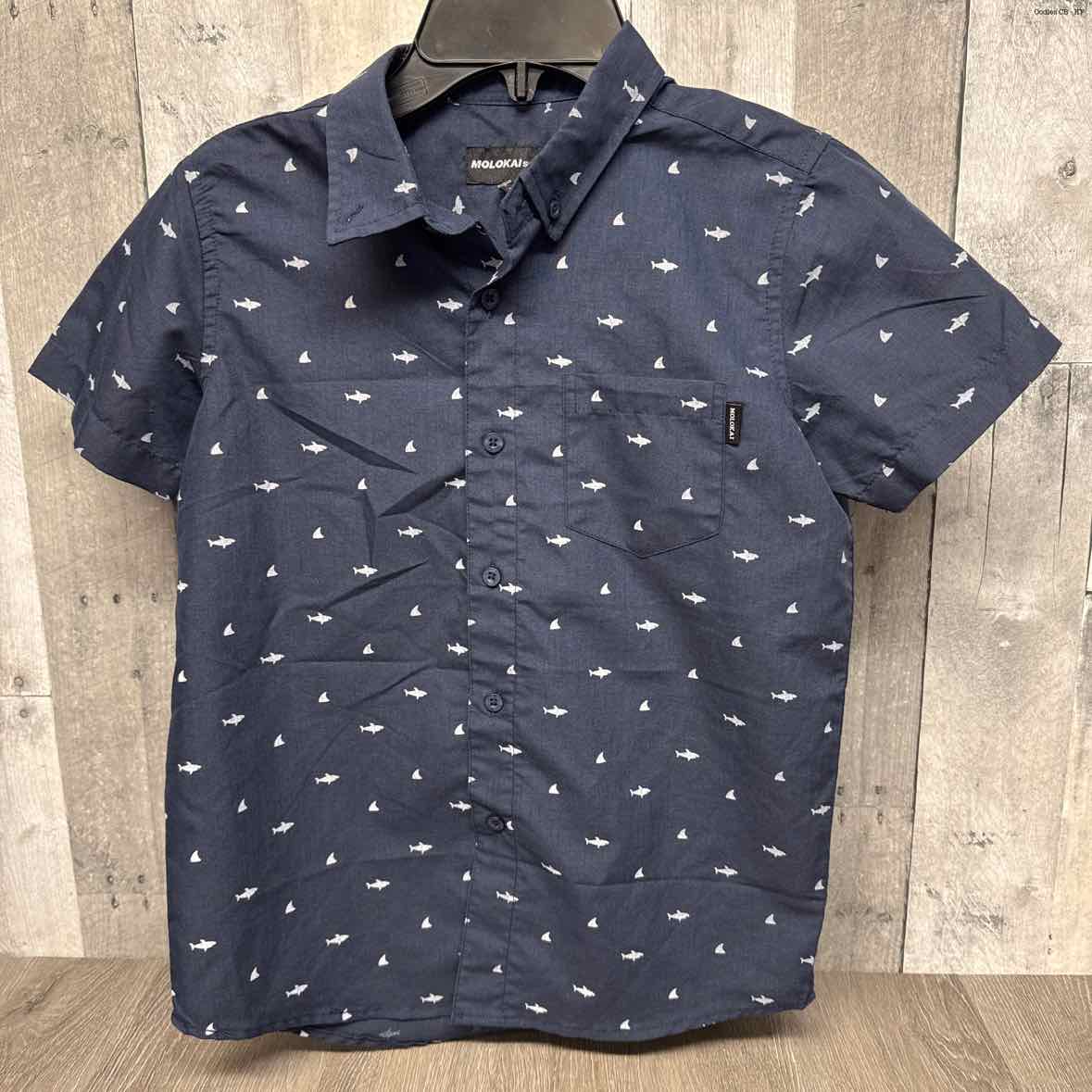 Size 8 Navy Print Mid Brand Button Up