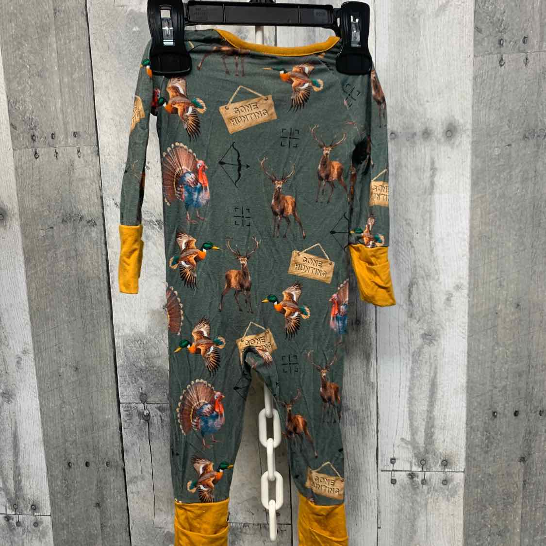 Size Newborn Green/Yellow Bamboo Footy PJs