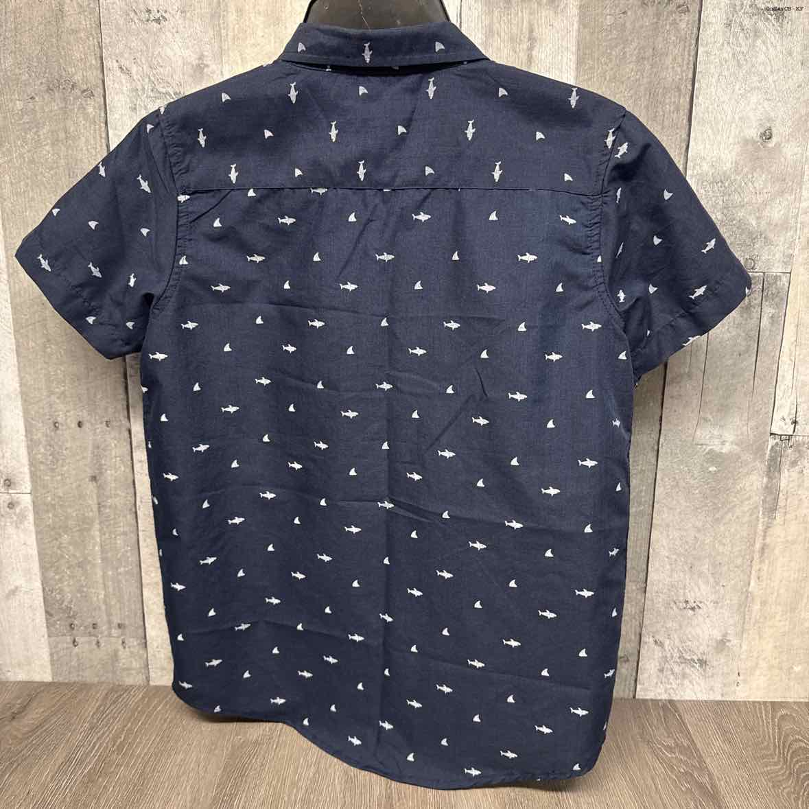 Size 8 Navy Print Mid Brand Button Up