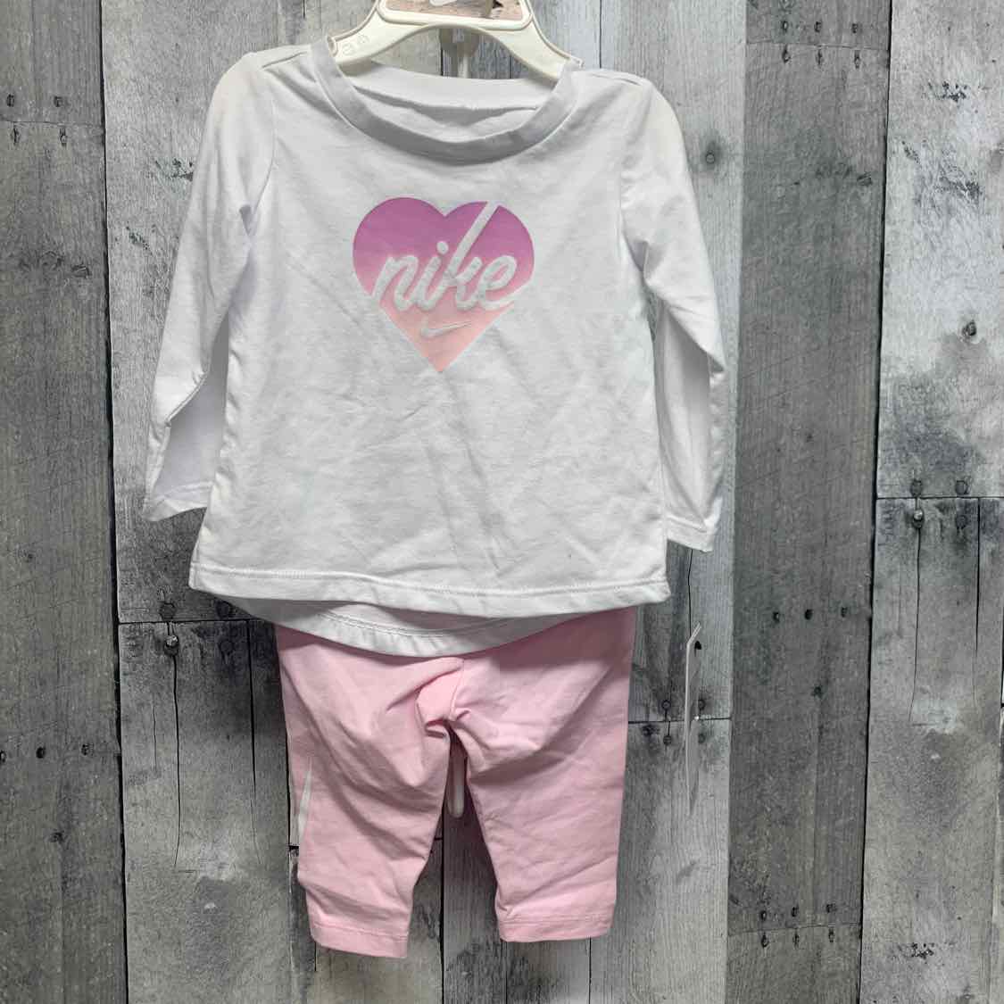 Size 6 Months White/Pink Sport Brand Shirt/Leggings