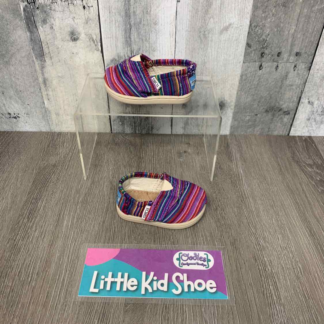 Size 3 Pink Striped Toms Sneakers