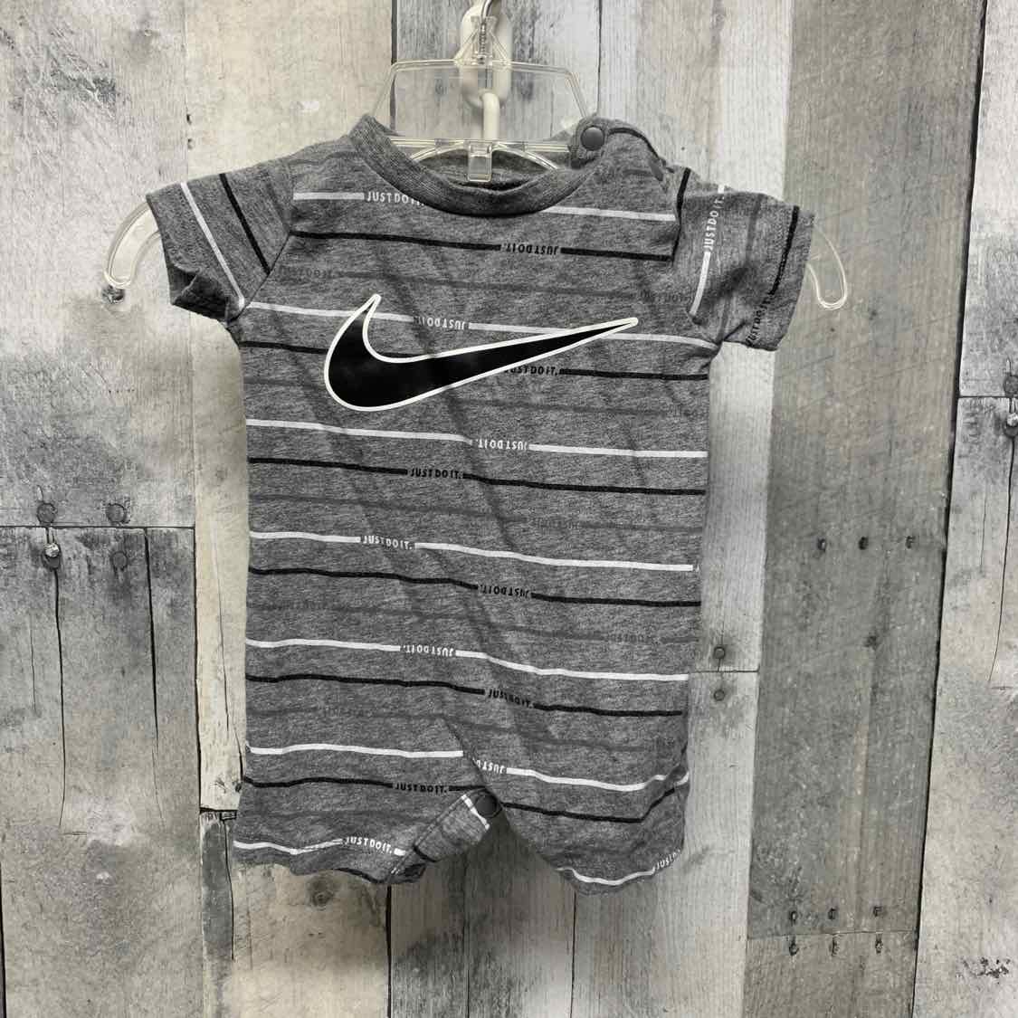 Size Newborn Gray Striped Sport Brand Romper - OodlesCB